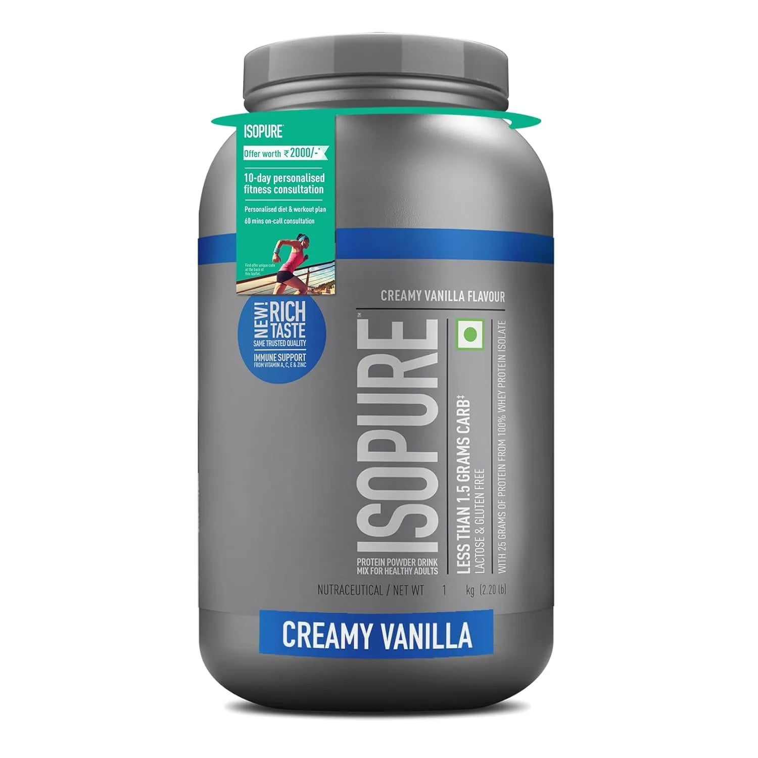 ON Isopure Whey Protein Isolate Powder with Vitamins for Immune Support
