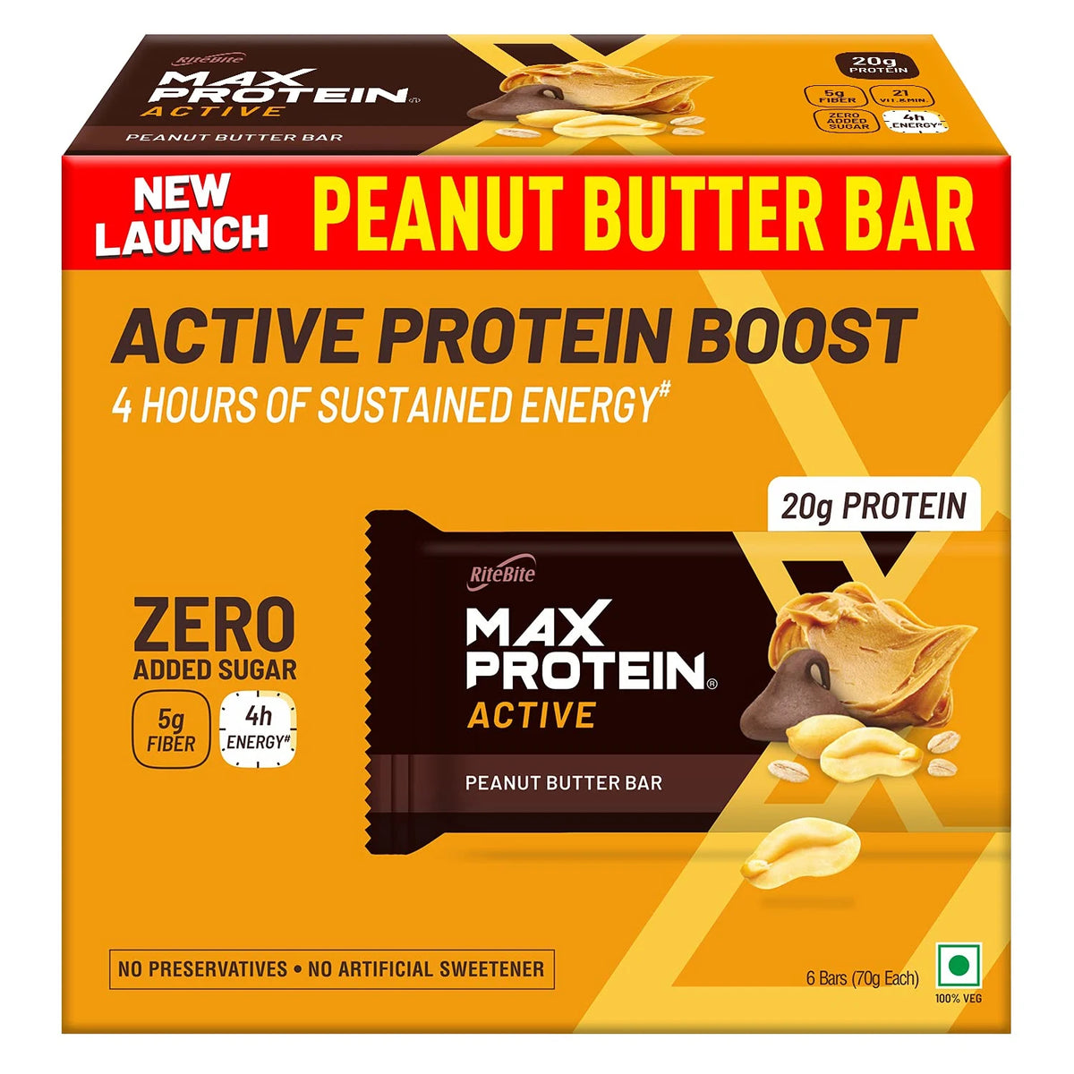 RiteBite Max Protein Active 20 g Protein Bar (Pack of 6)