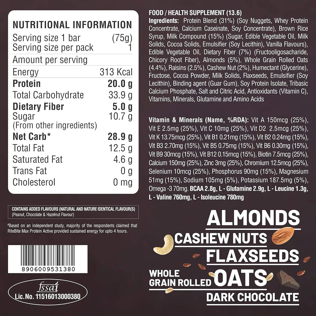 RiteBite Max Protein Active 20 g Protein Bar (Pack of 6)