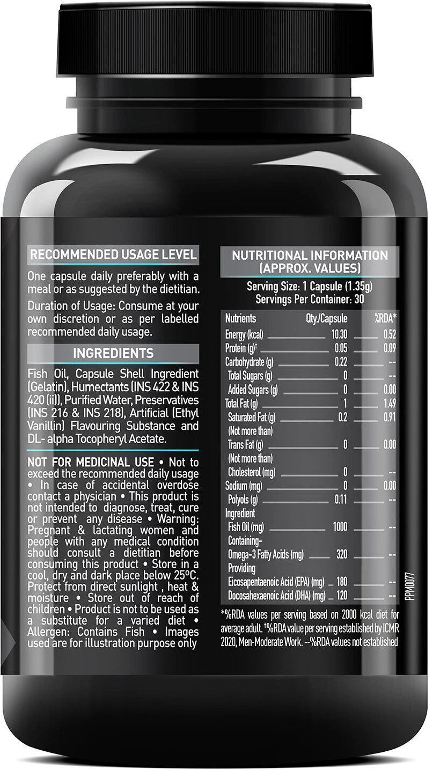 MuscleBlaze Omega 3 Fish Oil (1000 mg) with 180mg EPA and 120mg DHA