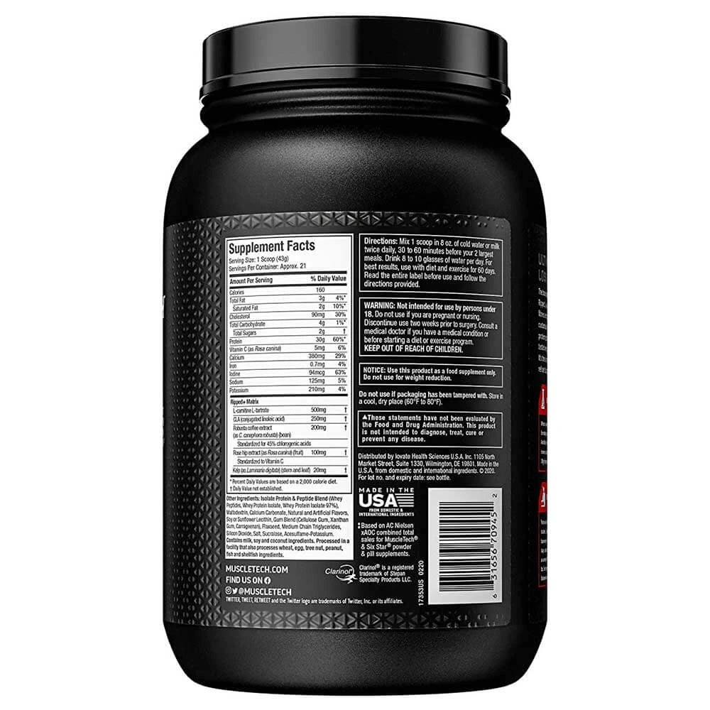 MuscleTech Nitro-Tech Ripped Whey Protein Powder